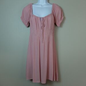 Missguided Pink Short Sleeve Front Tie Mini Dress Size 8